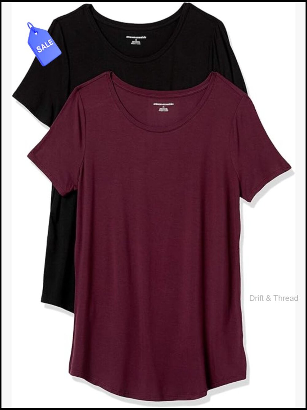 Women's Short Sleeve Scoop Neck Tunic Tops Pack of 2
